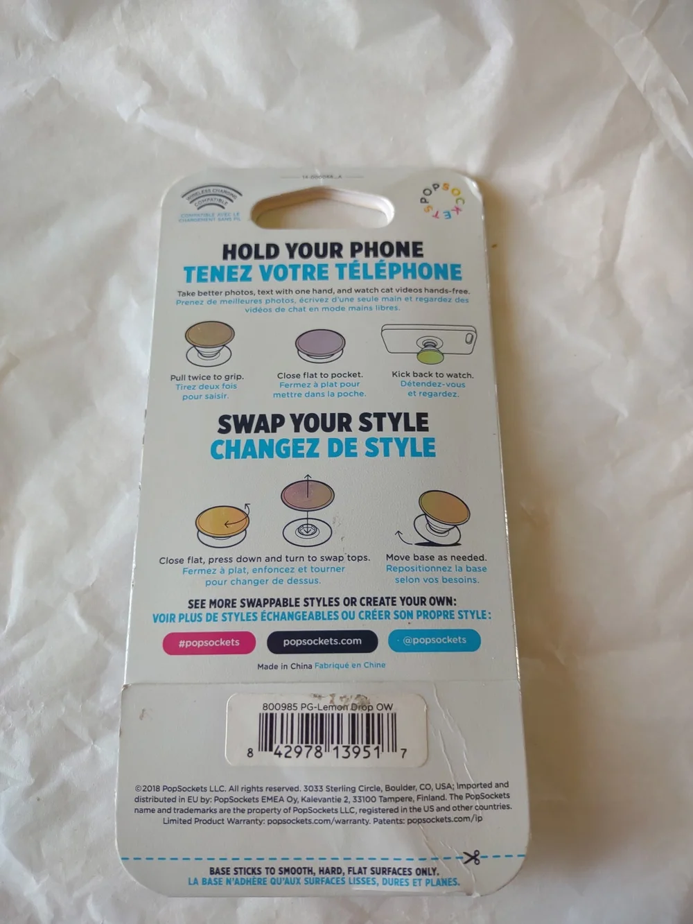 PopSockets PopGrip Yellow Lemon Print Phone Grip